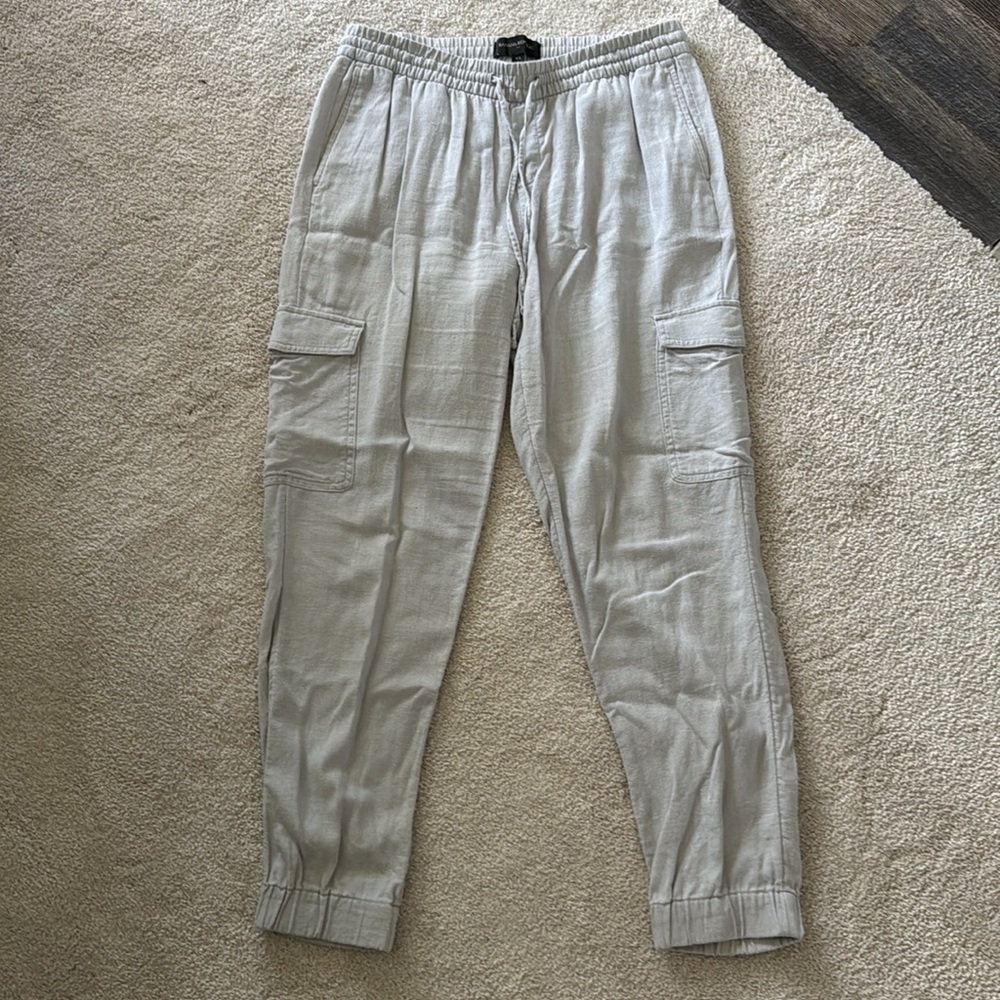 Like New! Banana Republic Women’s Linen Light Gray Cargo Pant Joggers - XS